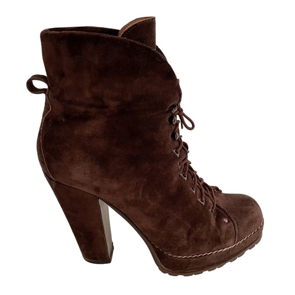 Alaia Suede Platform Heeled Combat Boots 38.5 - Picture 2 of 11